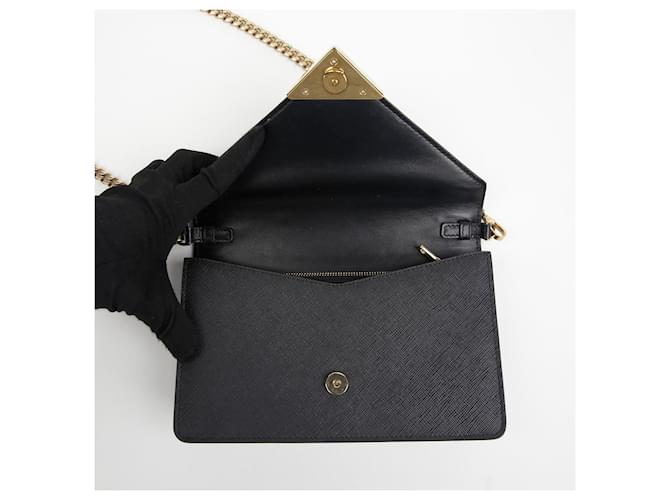 Prada Borsa a tracolla con catena e logo triangolare Nero - vista 8