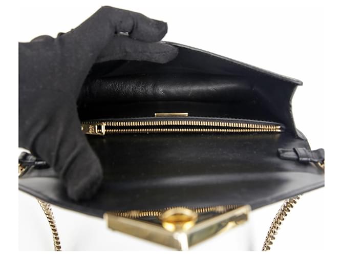 Prada Borsa a tracolla con catena e logo triangolare Nero - vista 9