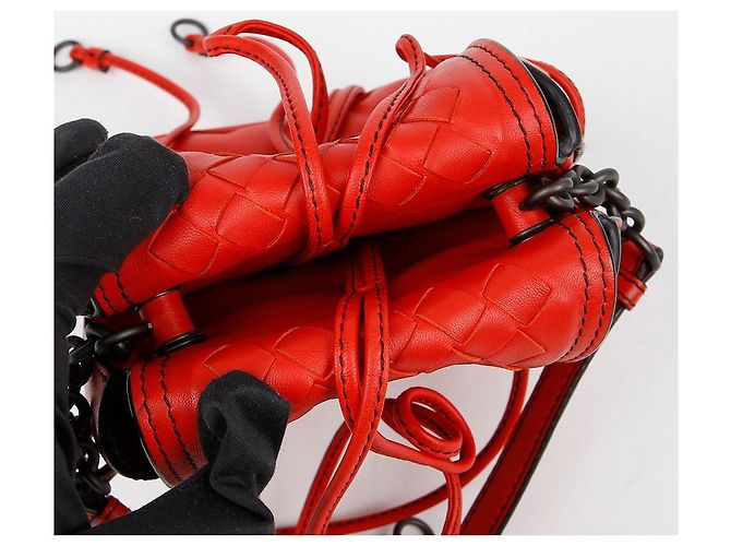 Bottega Veneta Borsa a tracolla Intrecciato Double Flap Rosso - vista 7