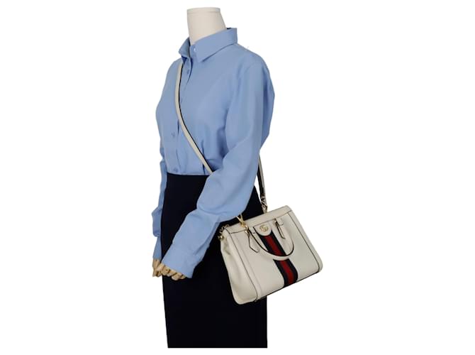 Gucci Borsa a Spalla Ophidia Small Tote Bianco - vista 15