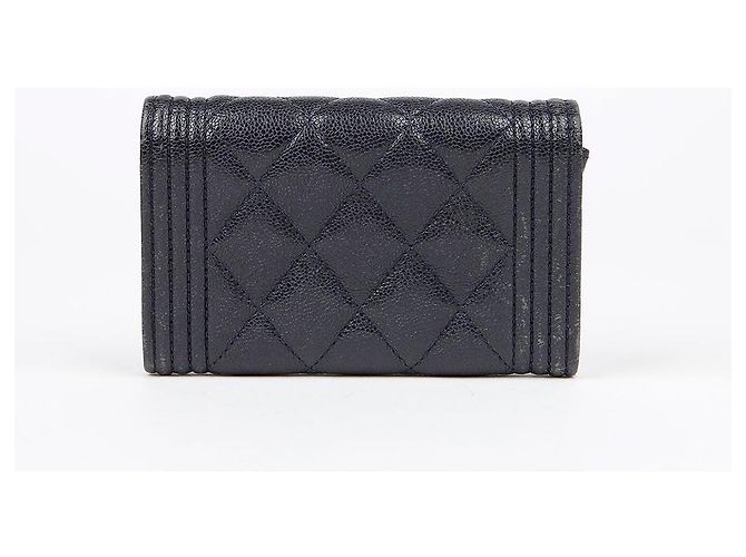Chanel Tarjetero de piel caviar Boy Flap Azul - vista 4
