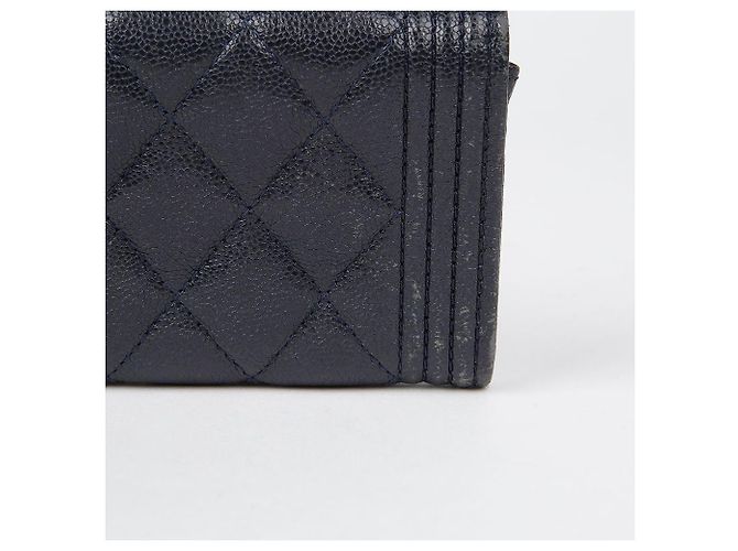 Chanel Tarjetero de piel caviar Boy Flap Azul - vista 5