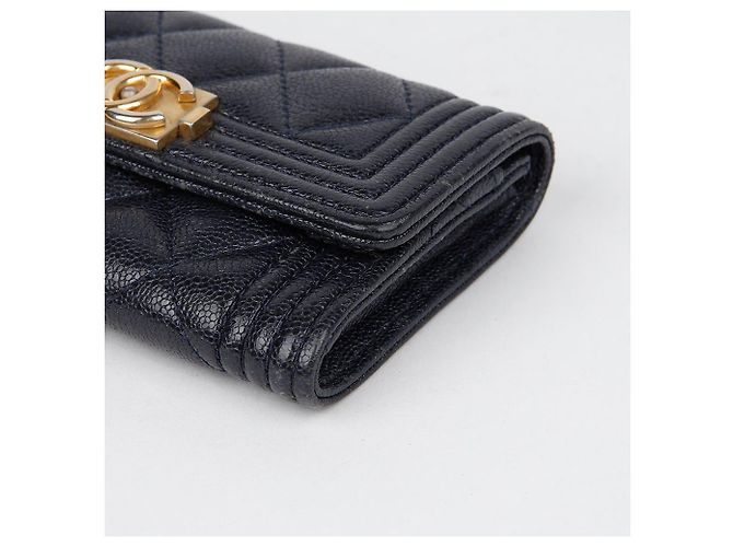 Chanel Tarjetero de piel caviar Boy Flap Azul - vista 8