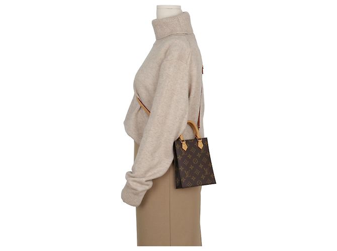 Louis Vuitton Piccola Borsa Tote a Spalla con Patta Marrone - vista 8