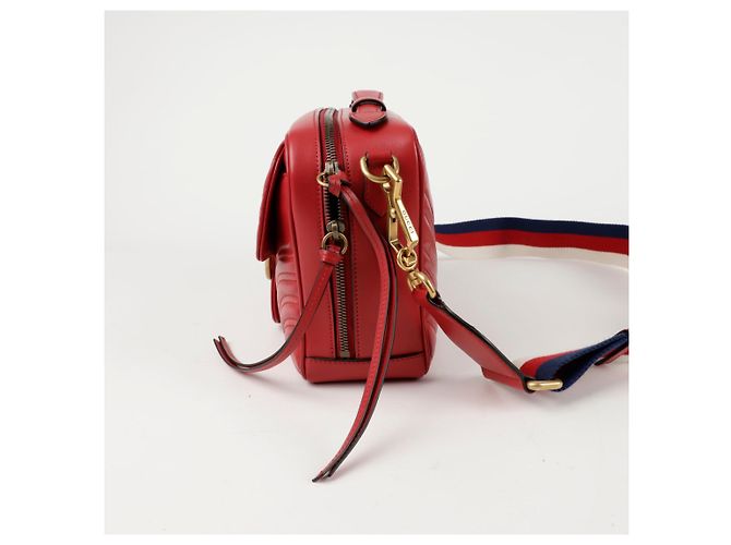 Gucci Borsa a spalla GG Marmont con tracolla Web Rosso - vista 3