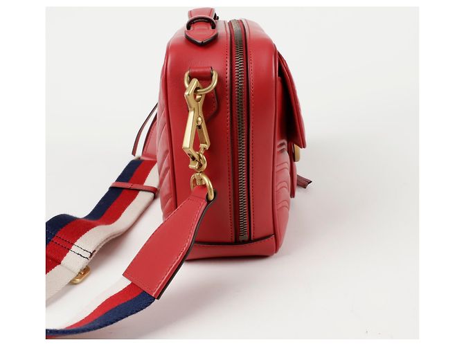 Gucci Borsa a spalla GG Marmont con tracolla Web Rosso - vista 5