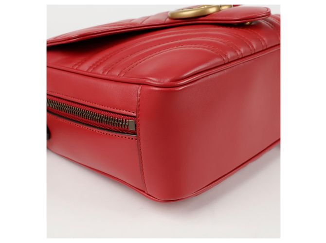Gucci Borsa a spalla GG Marmont con tracolla Web Rosso - vista 6