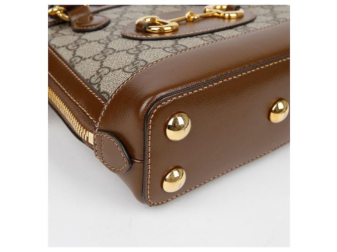 Gucci Borsa a mano mini Horsebit con manico superiore Marrone - vista 12