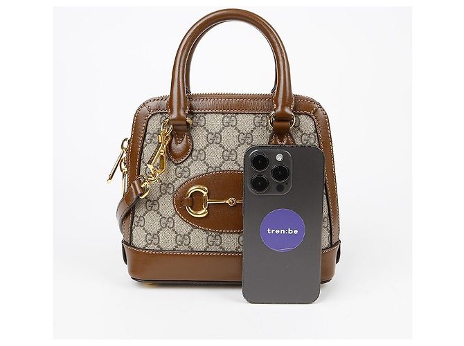 Gucci Borsa a mano mini Horsebit con manico superiore Marrone - vista 13