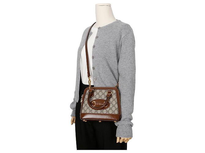 Gucci Borsa a mano mini Horsebit con manico superiore Marrone - vista 15