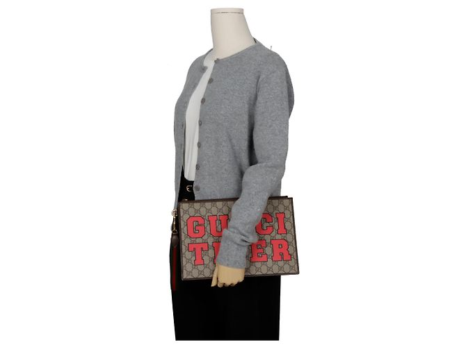 Gucci Clutch GG Tiger con tracolla Multicolore - vista 9