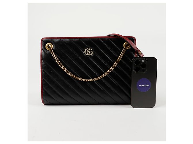 Gucci Borsa a spalla GG Marmont con catena Nero - vista 11