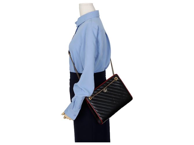Gucci Borsa a spalla GG Marmont con catena Nero - vista 15
