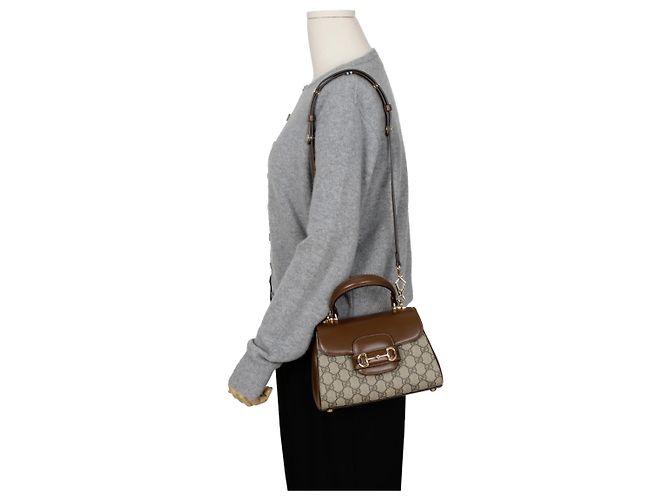 Gucci Borsa mini a mano Horsebit con manico Marrone - vista 11
