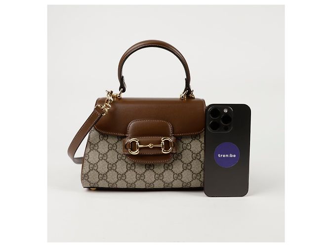 Gucci Borsa mini a mano Horsebit con manico Marrone - vista 8