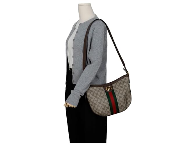Gucci Bolso hobo Ophidia pequeño Castaño - vista 11