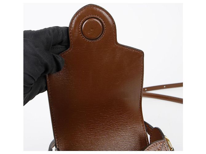 Gucci Borsa a spalla mini Horsebit Marrone - vista 11