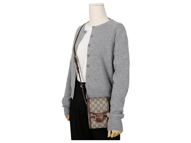 Gucci Borsa a spalla mini Horsebit Marrone - vista 13