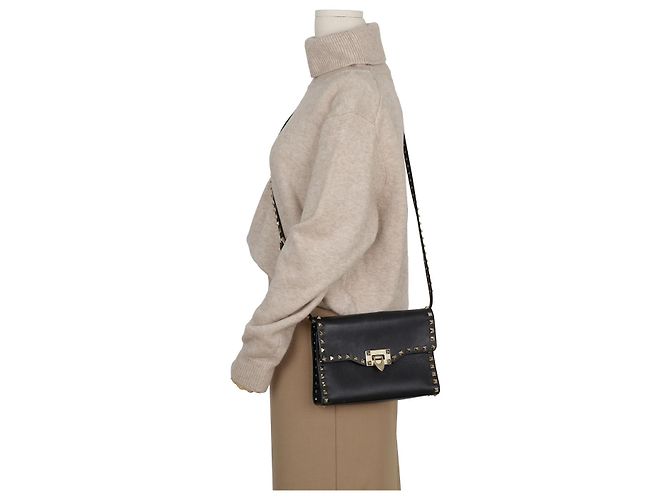 Valentino Borsa a Spalla Crossbody Rockstud Flap Nero - vista 14