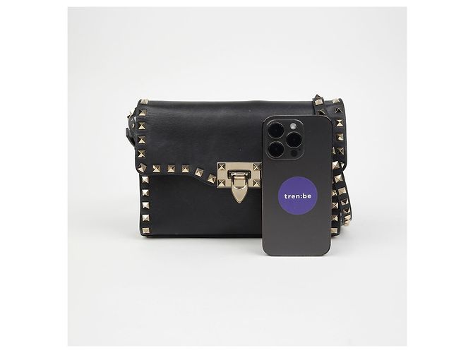 Valentino Borsa a Spalla Crossbody Rockstud Flap Nero - vista 8