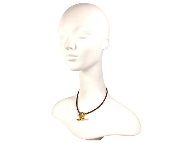 Collar choker pulsera doble logo Grennan de Hermès Castaño Dorado - vista 12