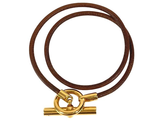 Collar choker pulsera doble logo Grennan de Hermès Castaño Dorado - vista 2