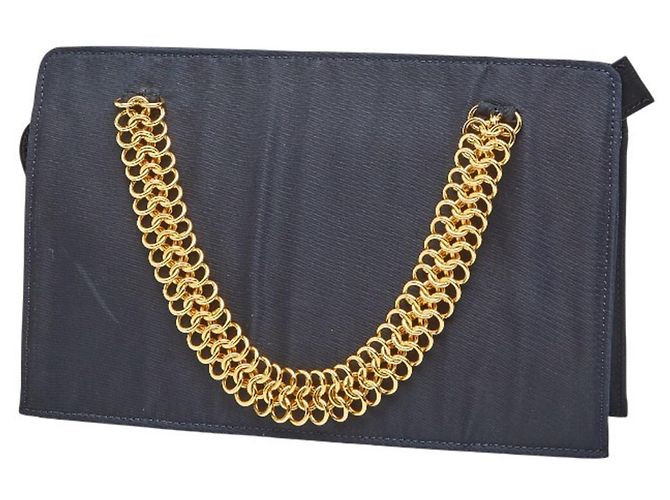 Borsa a catena con placca logo triangolare Prada Blu navy - vista 2