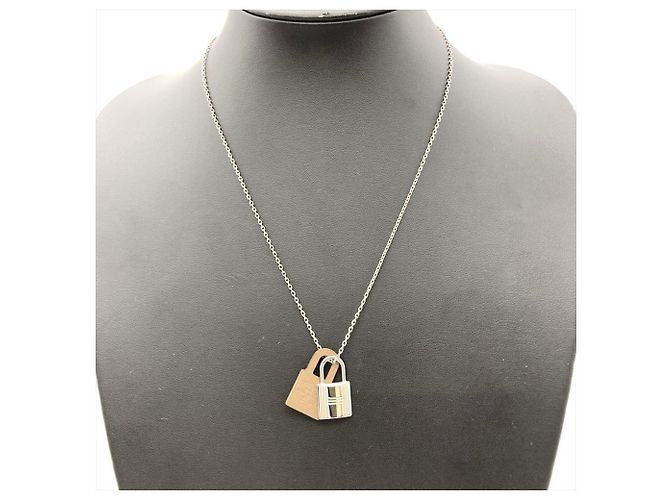 Collar Hermès O'KELLY PENDANT PM Castaño Gris pardo - vista 3