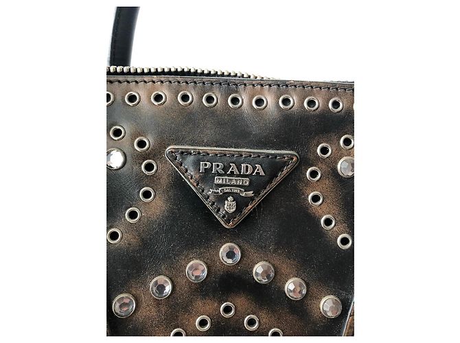 Prada Tasche aus braunem Leder. Vintage Ebano Vitello. - Ansicht 4