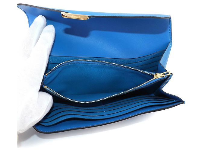 Cartera bifold larga Constance de Hermès en Azul Hydra - vista 6