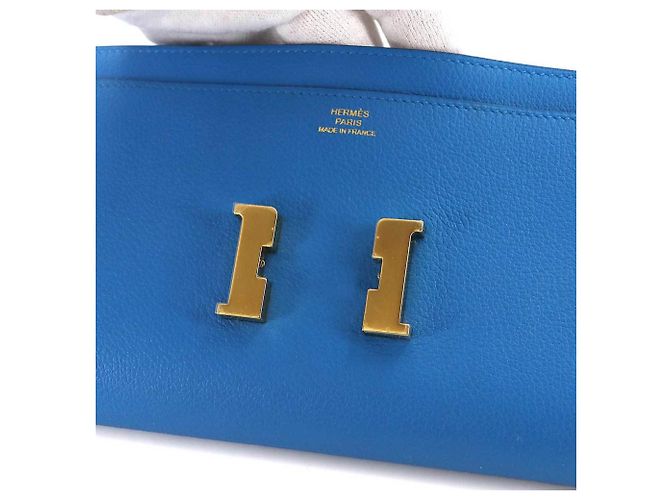 Cartera bifold larga Constance de Hermès en Azul Hydra - vista 7