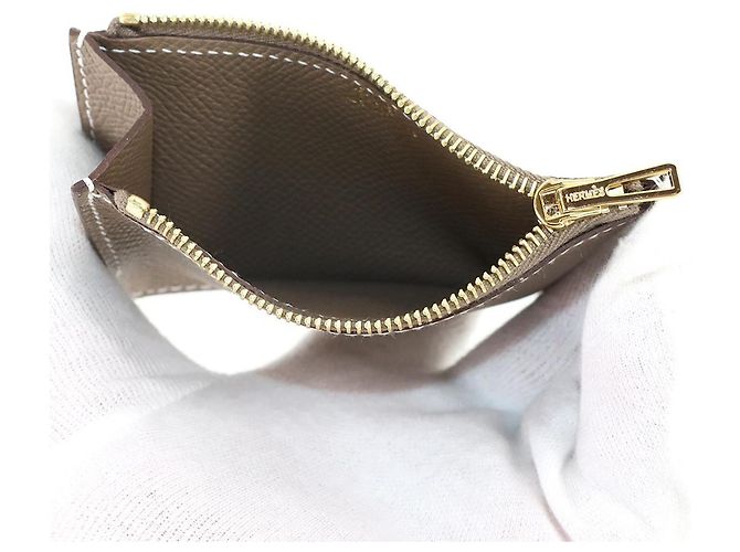 Billetera bifold slim Hermès Constance Gris pardo - vista 7