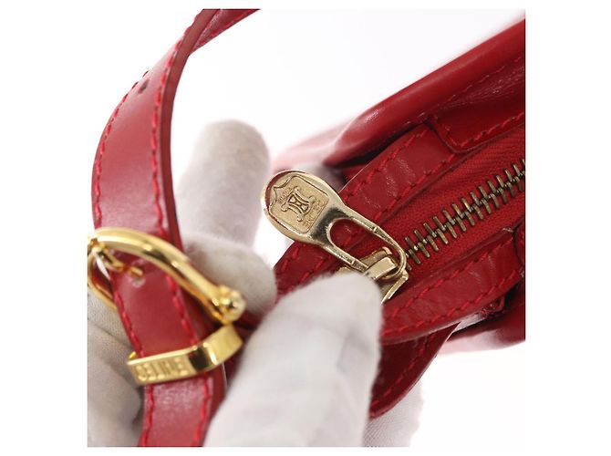 Céline Borsa a Spalla CELINE in Pelle Rossa Dorata Auth 161123 Rosso D'oro - vista 10