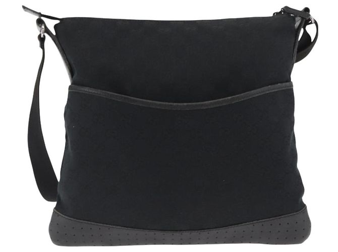 Borsa a Spalla GG Canvas Gucci Nera Argento 145857 Auth 160622 Nero - vista 13