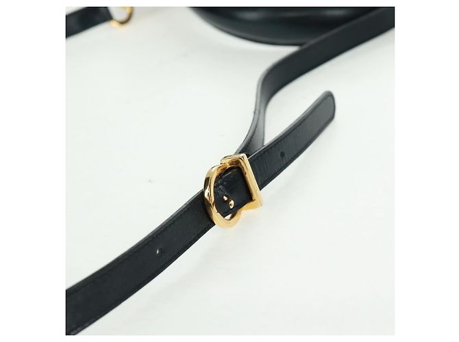 Borsa a mano in pelle Gancini Salvatore Ferragamo 2 in 1 Nero Oro Auth 160846 - vista 10