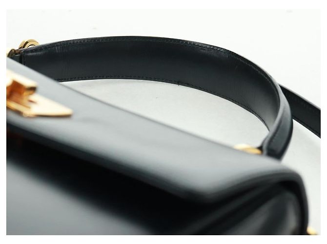 Borsa a mano in pelle Gancini Salvatore Ferragamo 2 in 1 Nero Oro Auth 160846 - vista 14