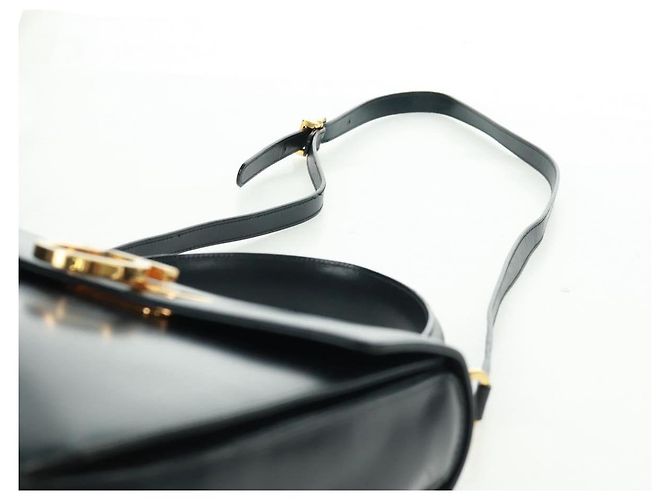 Borsa a mano in pelle Gancini Salvatore Ferragamo 2 in 1 Nero Oro Auth 160846 - vista 15