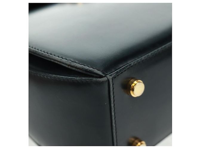 Borsa a mano in pelle Gancini Salvatore Ferragamo 2 in 1 Nero Oro Auth 160846 - vista 16