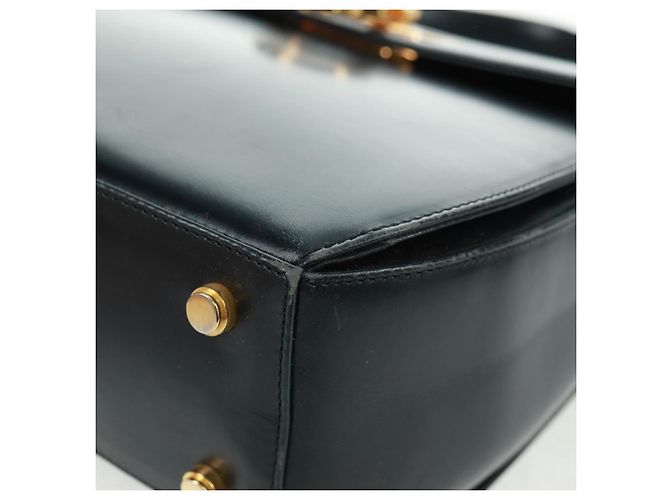 Borsa a mano in pelle Gancini Salvatore Ferragamo 2 in 1 Nero Oro Auth 160846 - vista 17