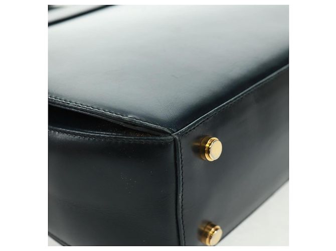 Borsa a mano in pelle Gancini Salvatore Ferragamo 2 in 1 Nero Oro Auth 160846 - vista 18