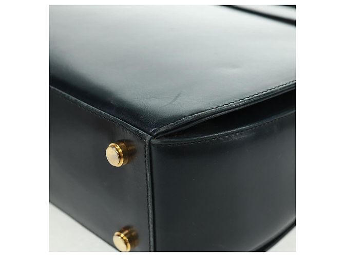 Borsa a mano in pelle Gancini Salvatore Ferragamo 2 in 1 Nero Oro Auth 160846 - vista 19