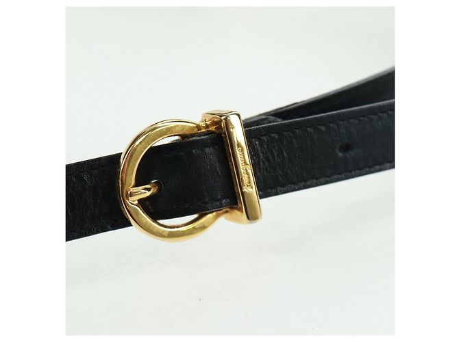 Borsa a mano in pelle Gancini Salvatore Ferragamo 2 in 1 Nero Oro Auth 160846 - vista 20