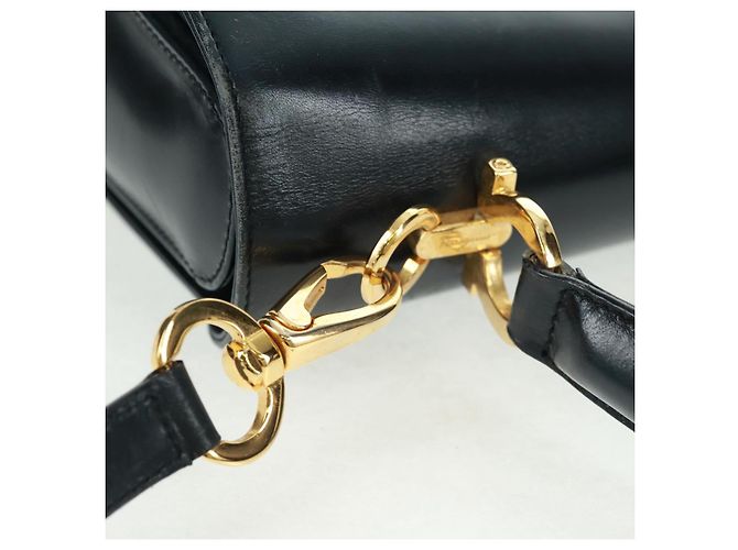 Borsa a mano in pelle Gancini Salvatore Ferragamo 2 in 1 Nero Oro Auth 160846 - vista 21