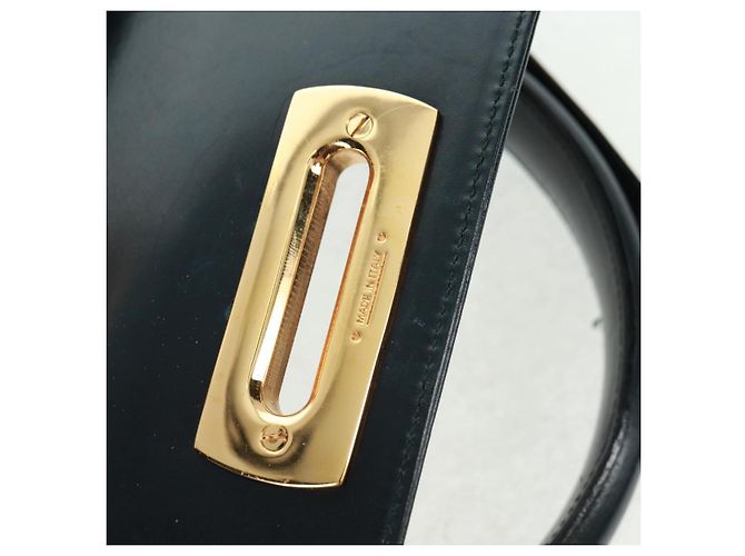 Borsa a mano in pelle Gancini Salvatore Ferragamo 2 in 1 Nero Oro Auth 160846 - vista 24