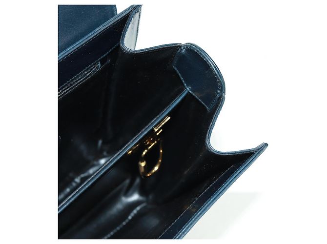Borsa a mano in pelle Gancini Salvatore Ferragamo 2 in 1 Nero Oro Auth 160846 - vista 25