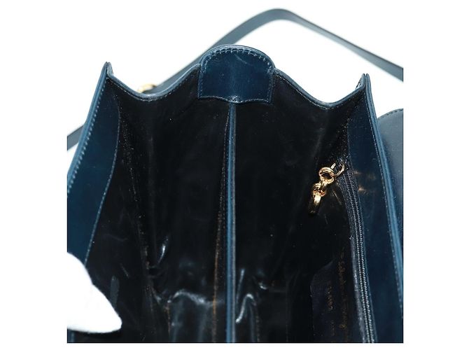 Borsa a mano in pelle Gancini Salvatore Ferragamo 2 in 1 Nero Oro Auth 160846 - vista 26