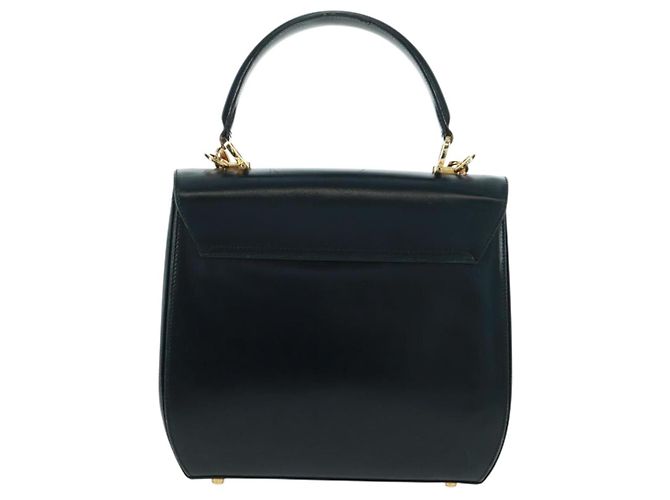 Borsa a mano in pelle Gancini Salvatore Ferragamo 2 in 1 Nero Oro Auth 160846 - vista 3
