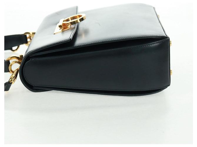 Borsa a mano in pelle Gancini Salvatore Ferragamo 2 in 1 Nero Oro Auth 160846 - vista 4