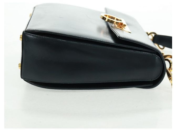 Borsa a mano in pelle Gancini Salvatore Ferragamo 2 in 1 Nero Oro Auth 160846 - vista 5