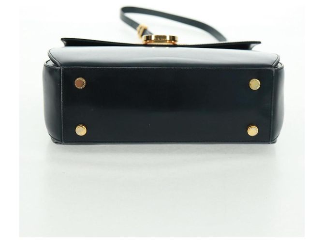 Borsa a mano in pelle Gancini Salvatore Ferragamo 2 in 1 Nero Oro Auth 160846 - vista 6